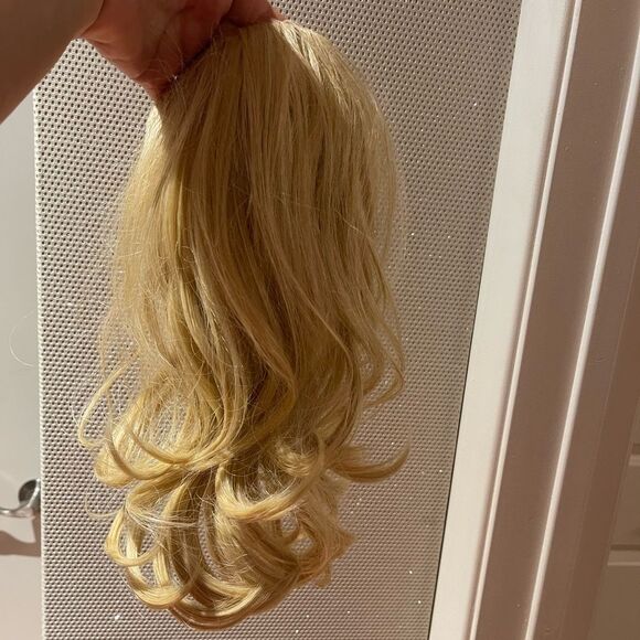 14” straight wavy clip wig blonde hair extensions for women - Picture 4 of 11